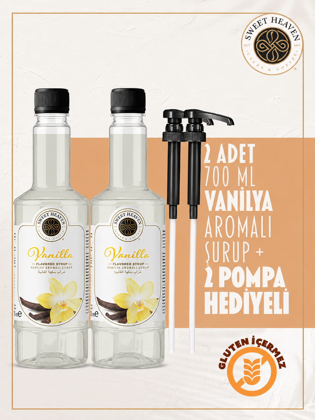 Vanilya Kahve Şurubu 700ML 2 Adet - Pompa Hediye